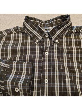 Southern Tide Shirt Mens Large Brown Plaid Stretch Button Down Long Sleeve